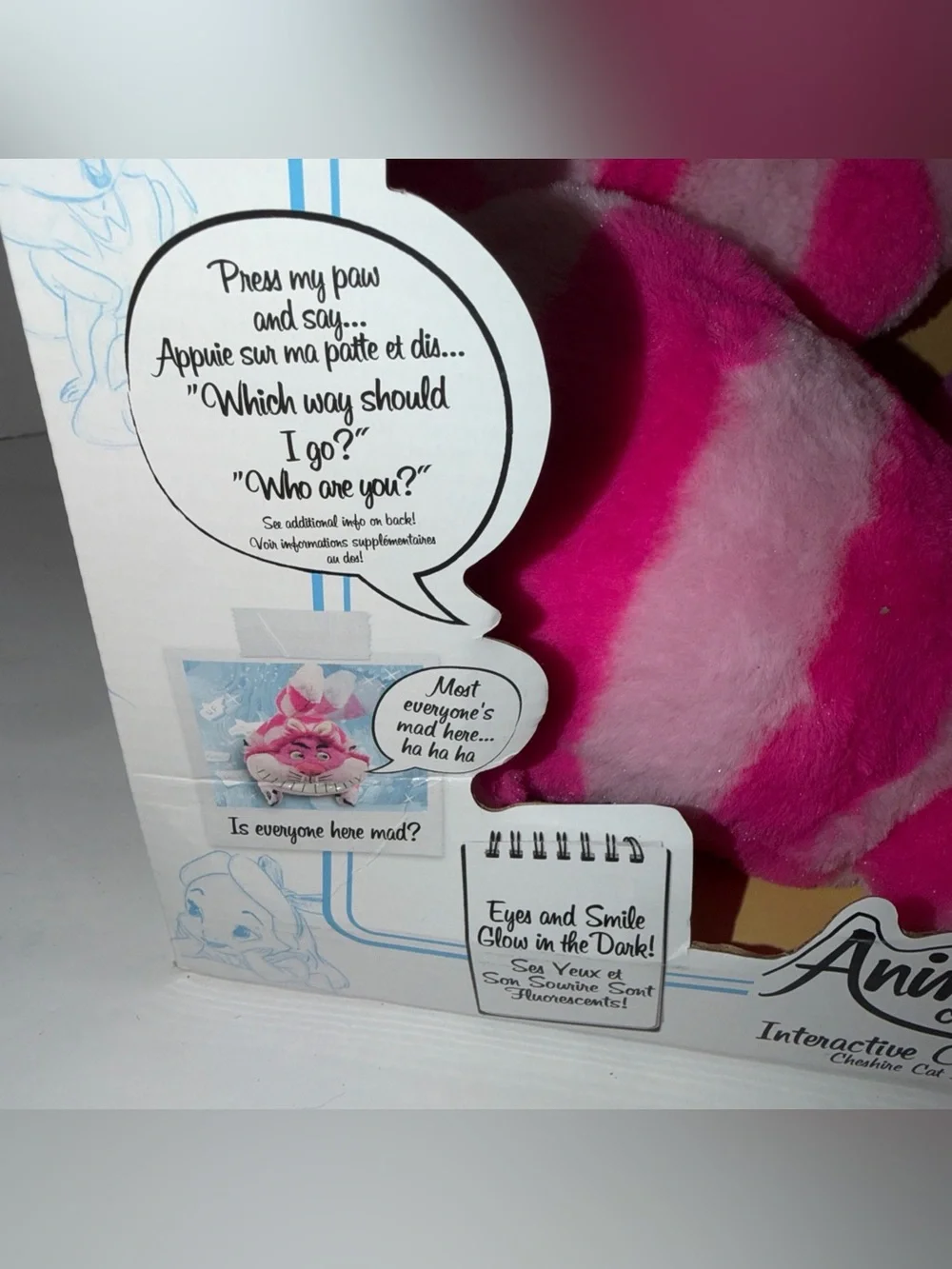 Disney Store Cheshire Cat Interactive Talking Plush Animator Collection Glow New